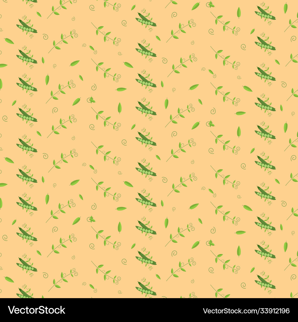 Spring pattern with green peas and twigs Spring pattern with green peas and twigs Vector Image