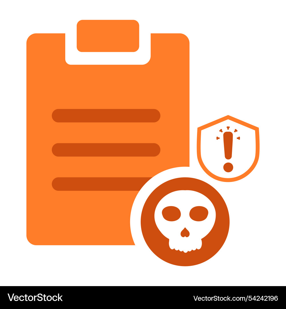 Task clipboard with shield and skull icon vector image