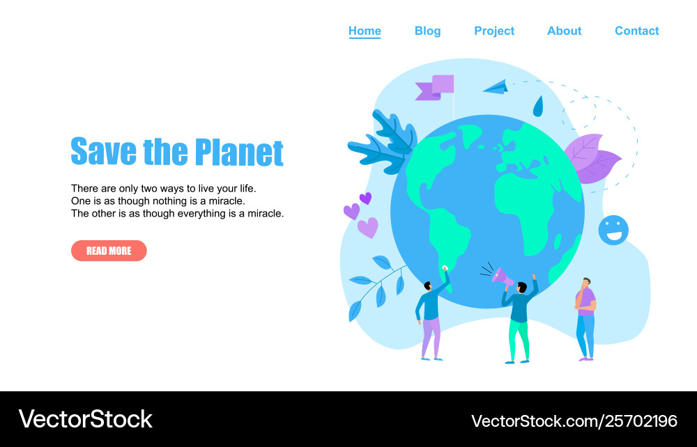 Web template save planet flat Vector Image