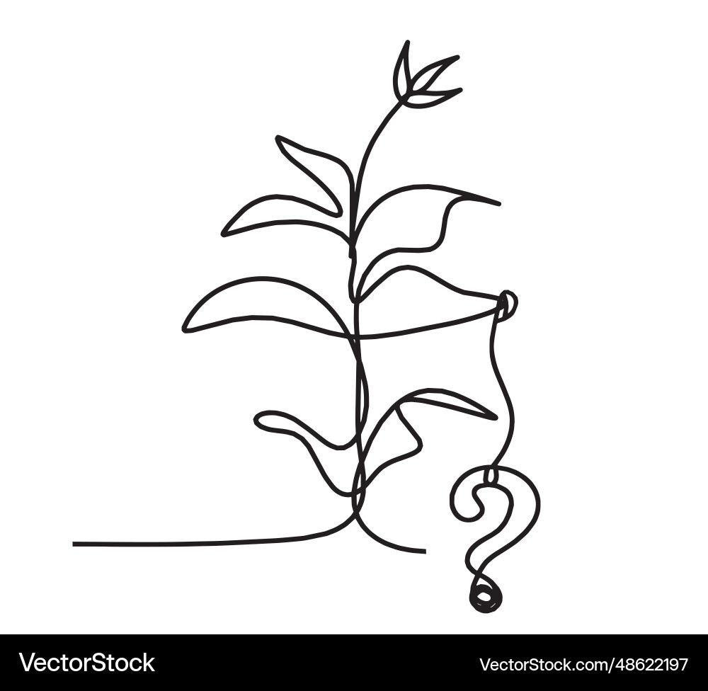 Abstract sprout with question mark as line Vector Image