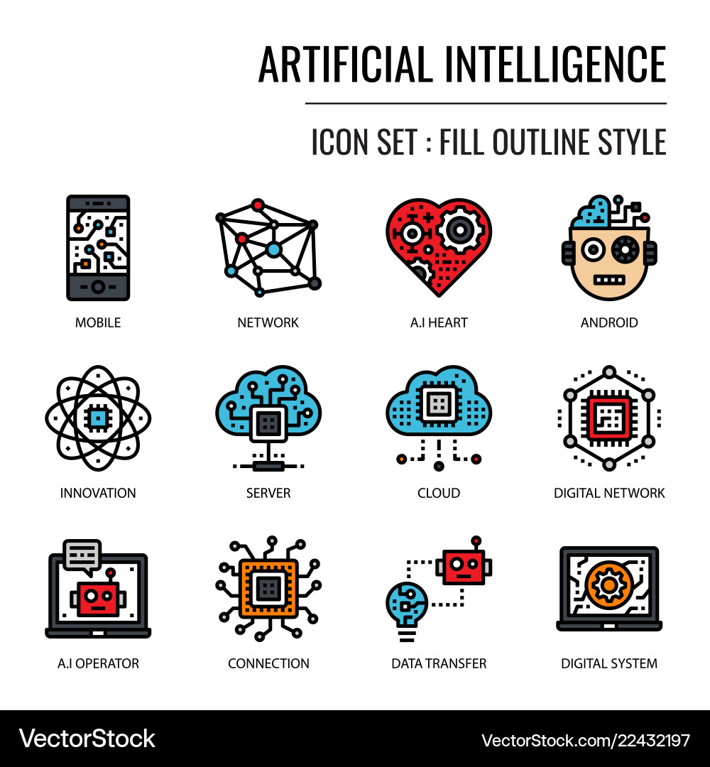 AI Robot Icon Set Vector Image