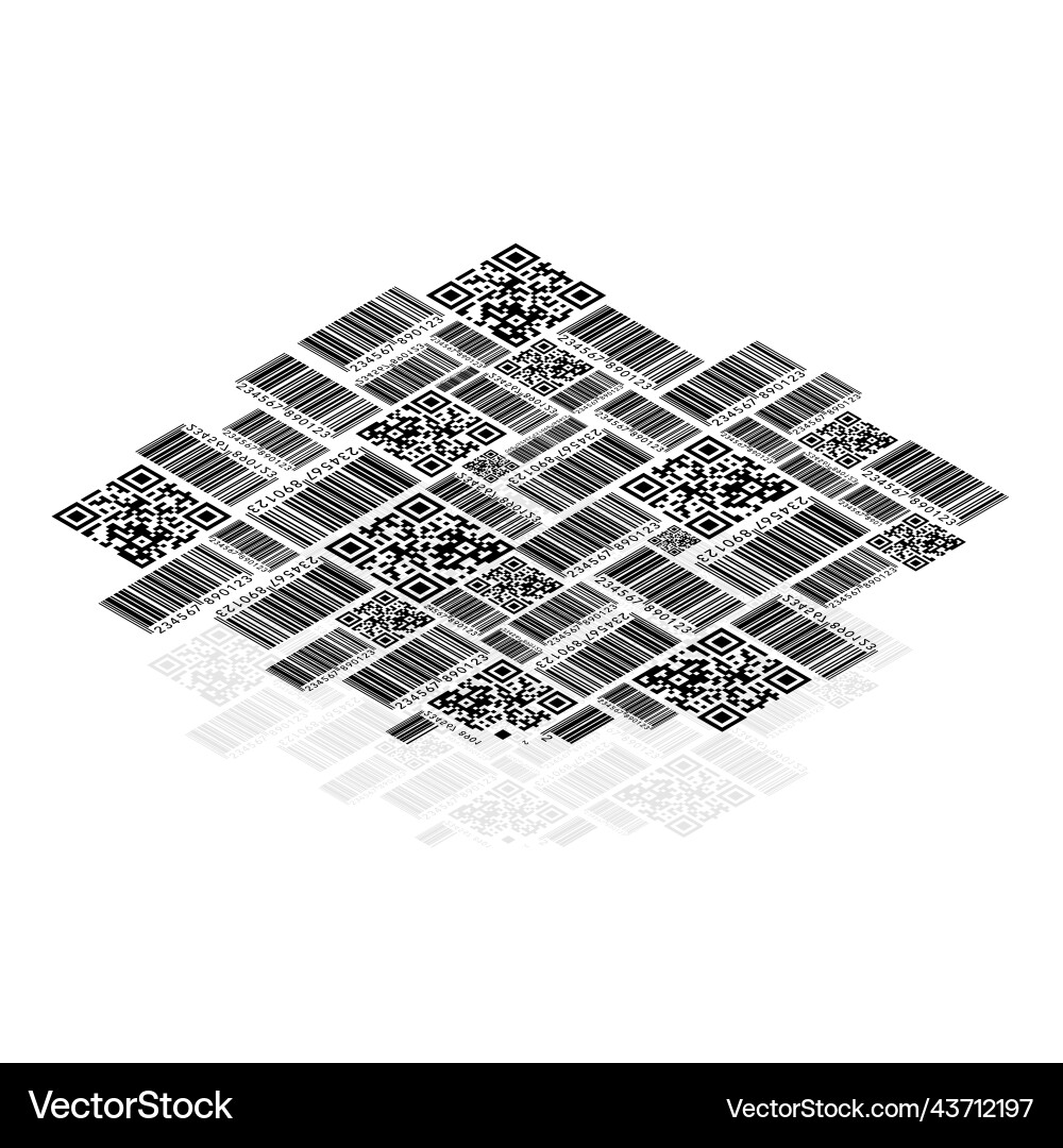 Barcode style isometric pattern background Vector Image
