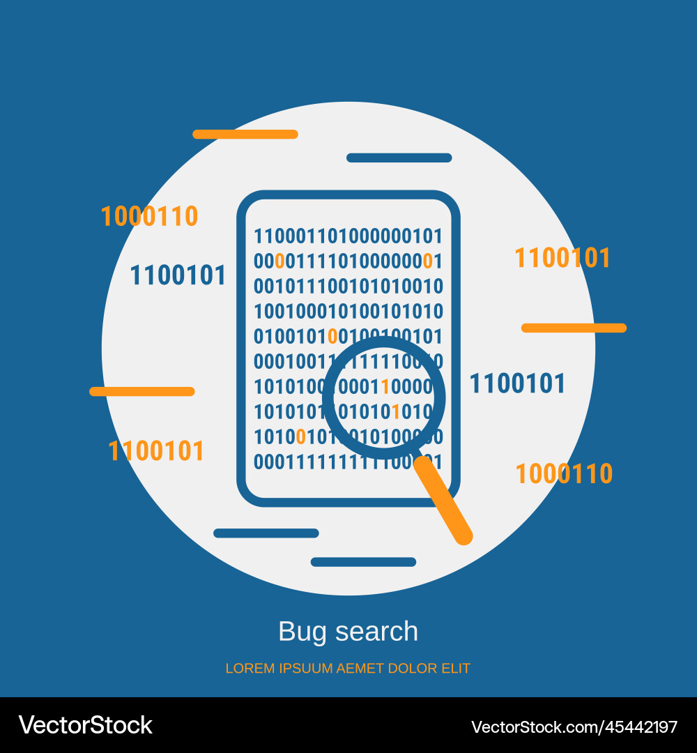 Bug fixing error search concept Bug fixing error search concept vector image