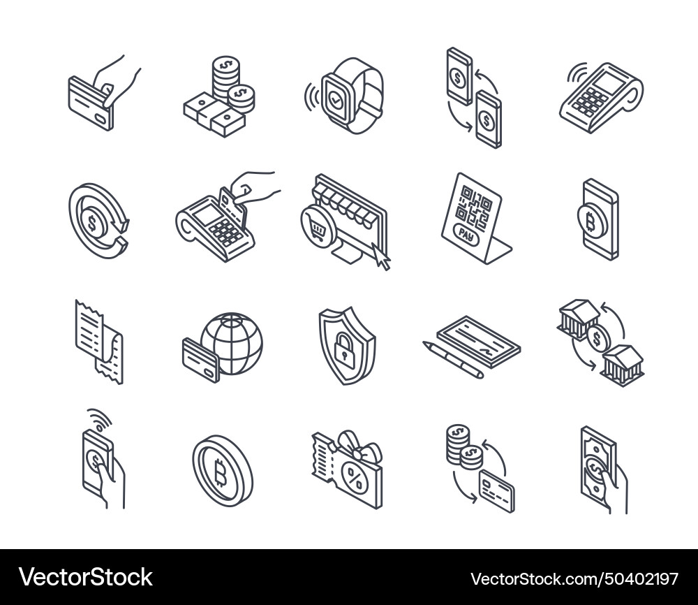 Collection of linear payment various methods icons Vector Image