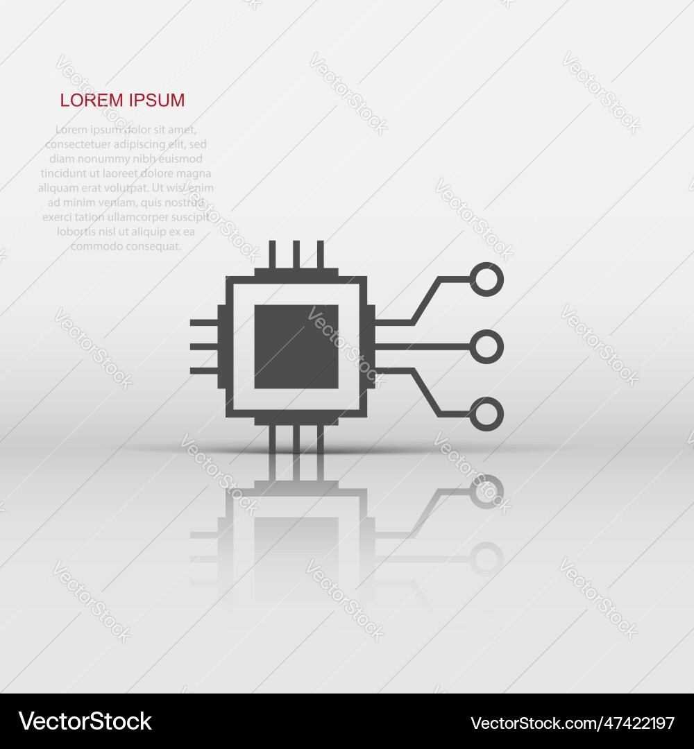 Computer chip icon in flat style circuit board Computer chip icon in flat style circuit board vector image