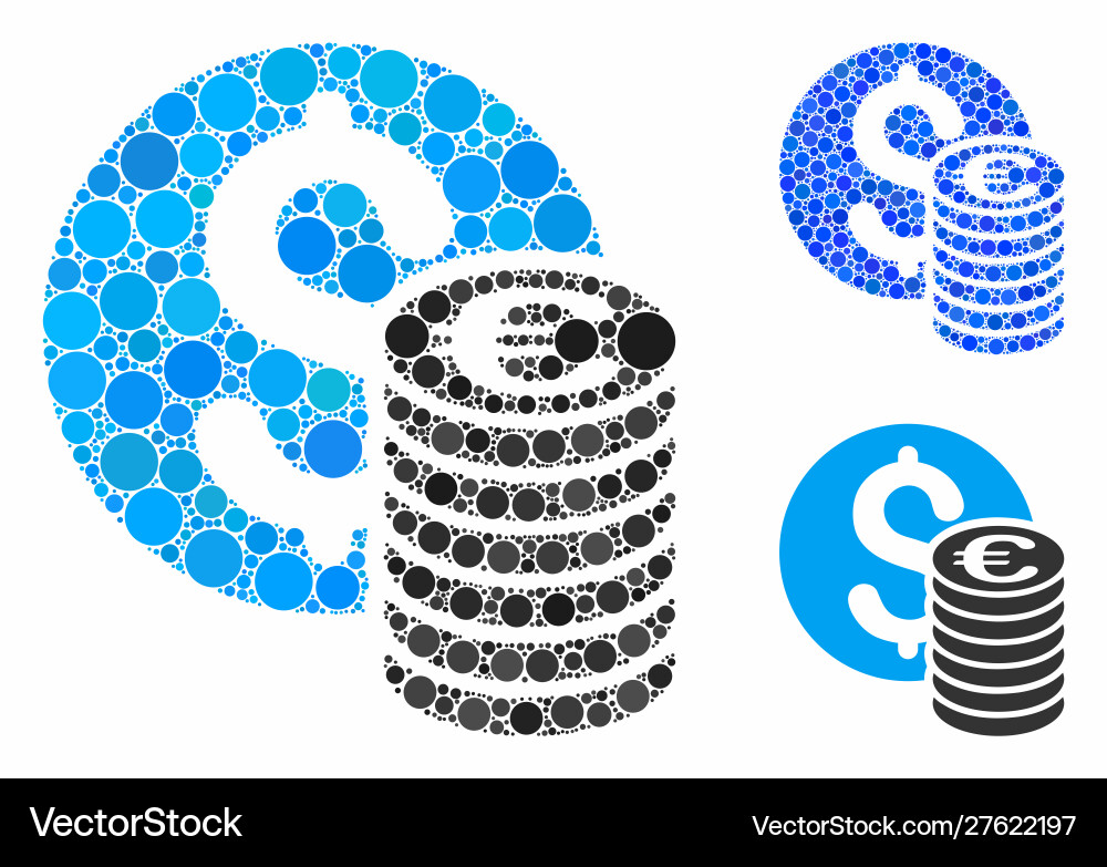 Dollar und Euro-Münzen Mosaik-Symbol Sphäre Dollar und Euro-Münzen Mosaik-Symbol Sphäre vektorbild