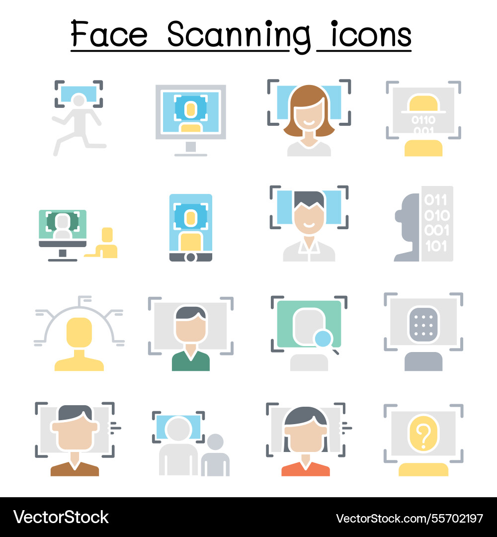 Face id detection recognition Face id detection recognition vector image