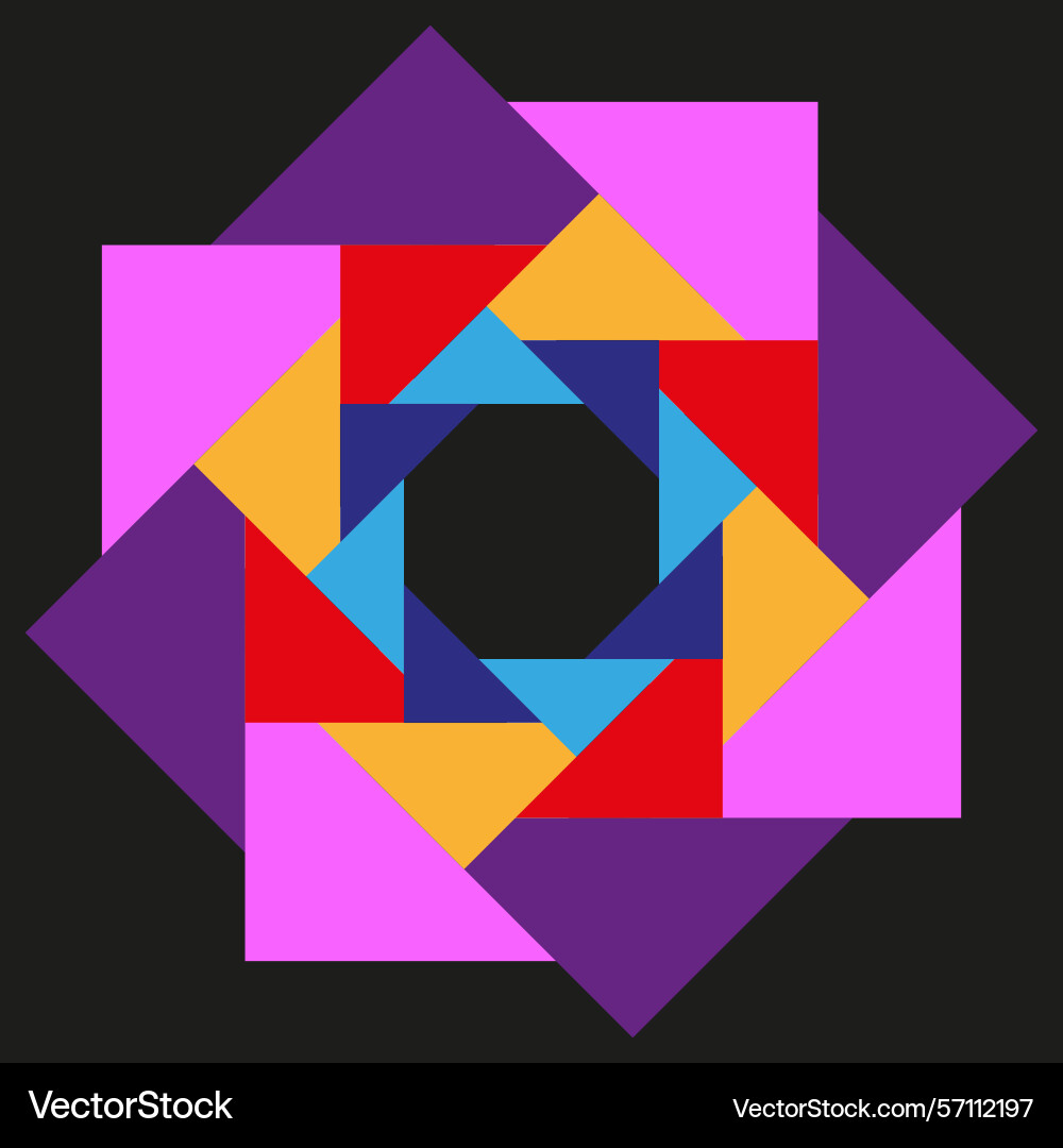Geometric polygon symbol square angular rotation vector image