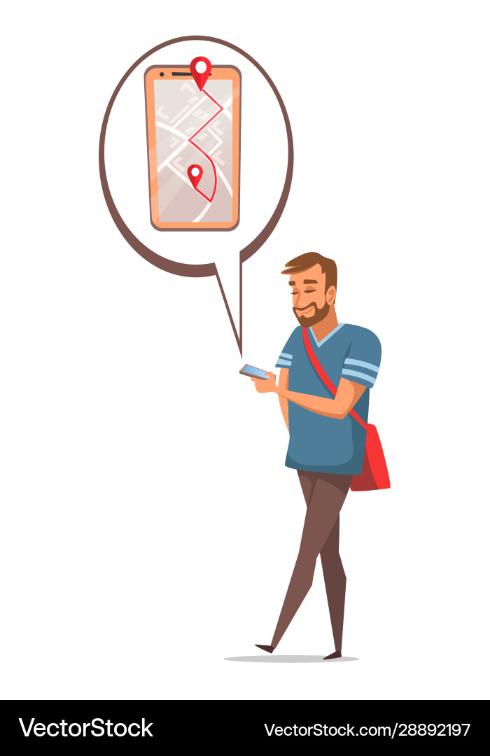 Guy using gps application flat Guy using gps application flat vector image