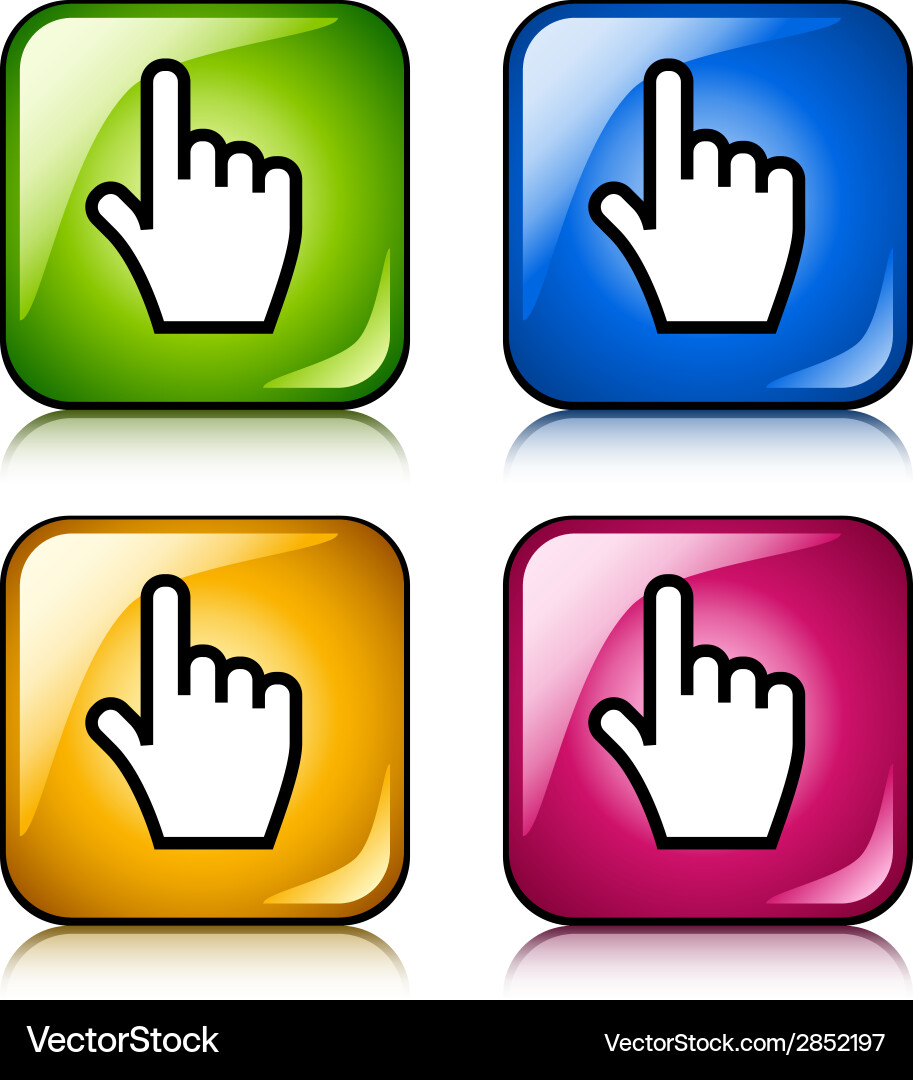 Hand Cursor Buttons - Click Icons vector image