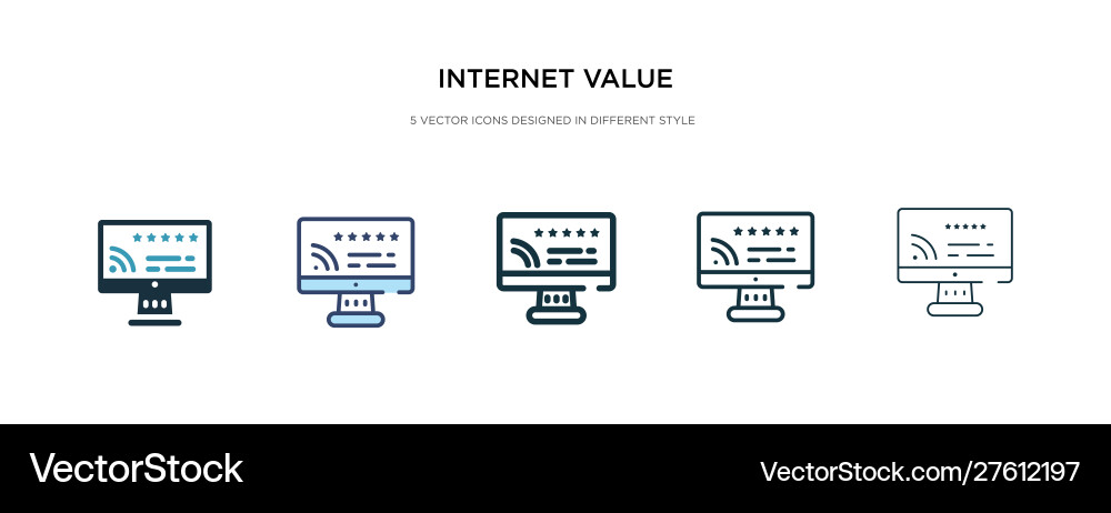 Internet value icon in different style two vector image
