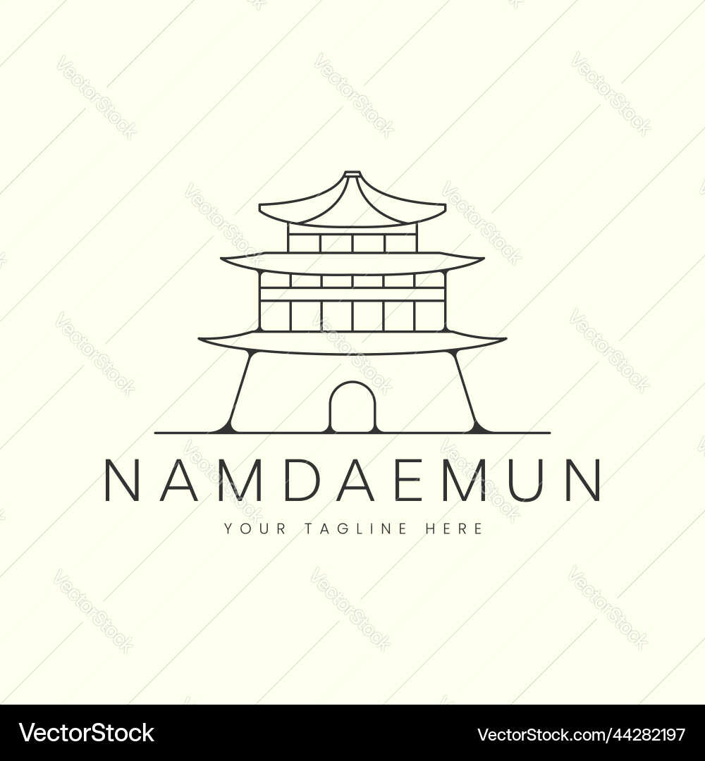 Namdaemun with line art style logo icon template Vector Image