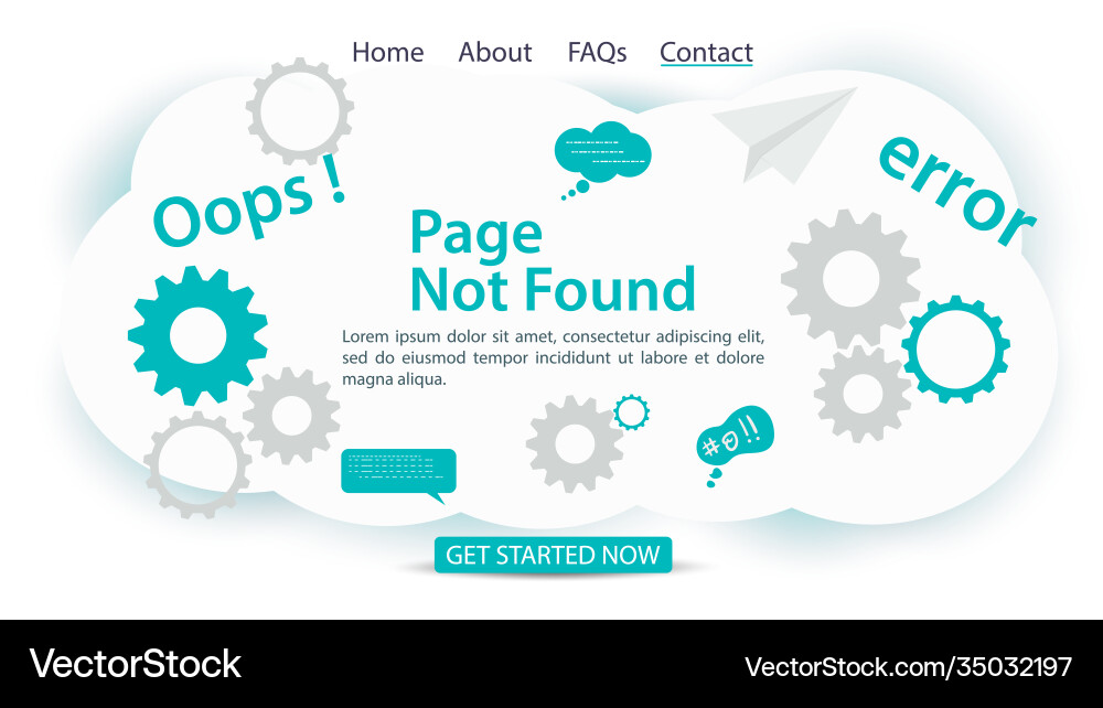 Oops 404 error page not found banner internet Oops 404 error page not found banner internet vector image