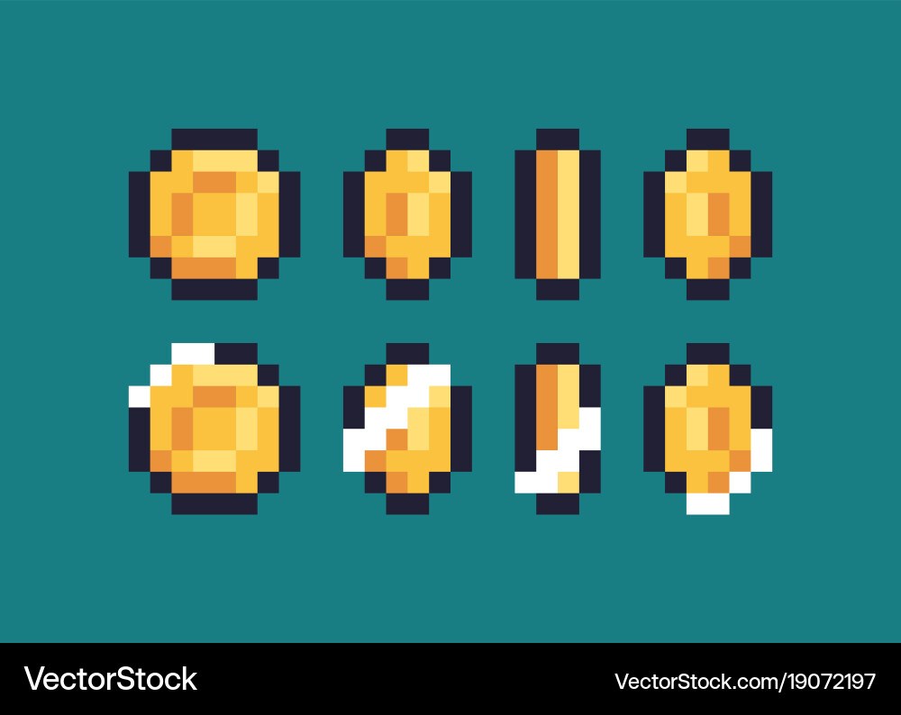 Pixel Coin Animation Sequence vector image