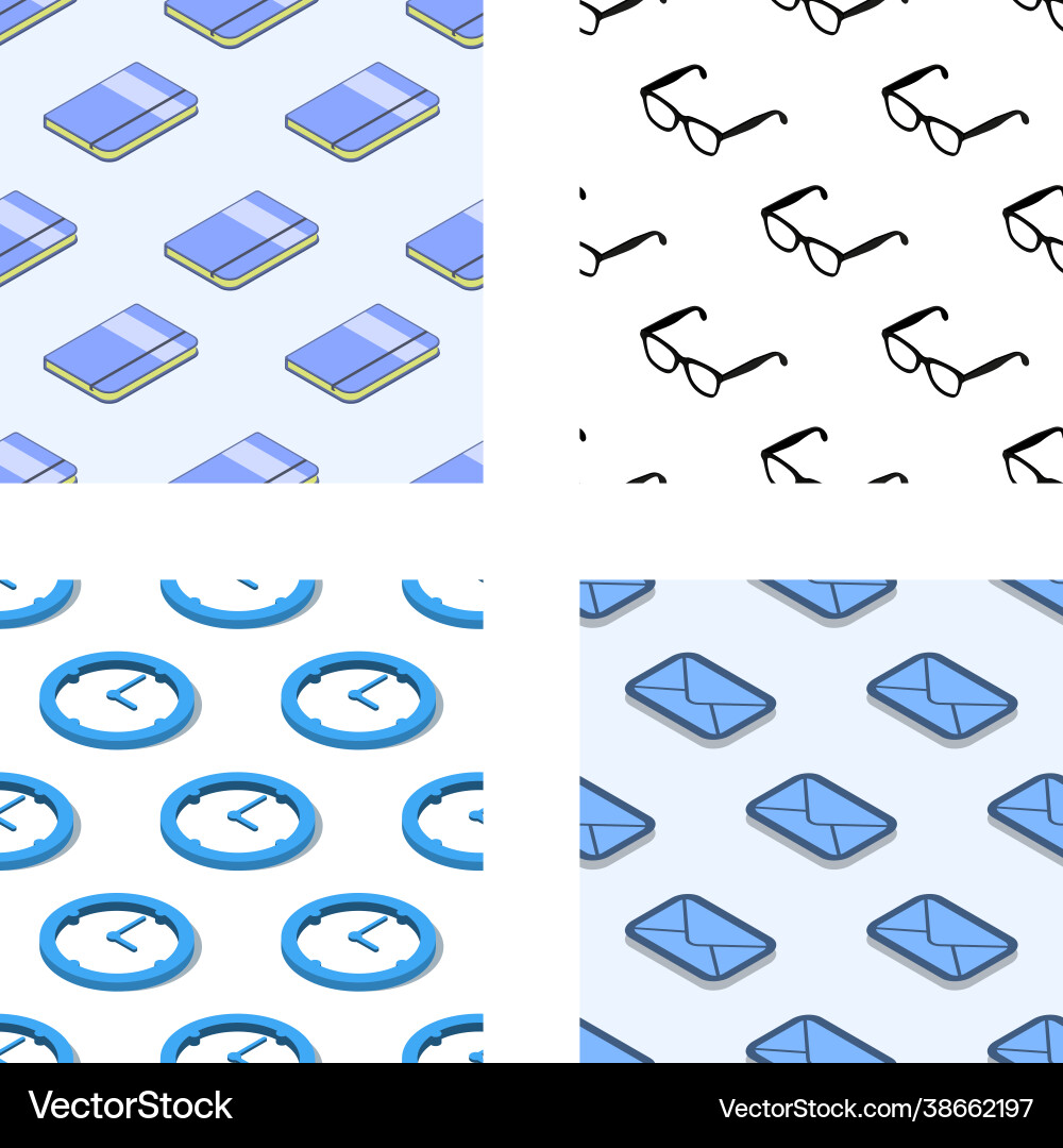 Seamless pattern set with office related items Seamless pattern set with office related items vector image