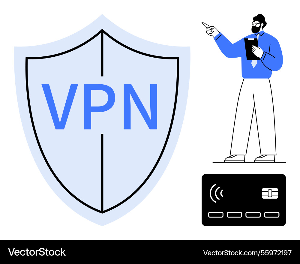 Secure digital transactions with vpn Secure digital transactions with vpn vector image