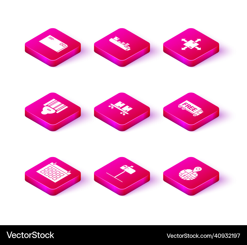Set calendar open mail box scanner scanning bar Vector Image