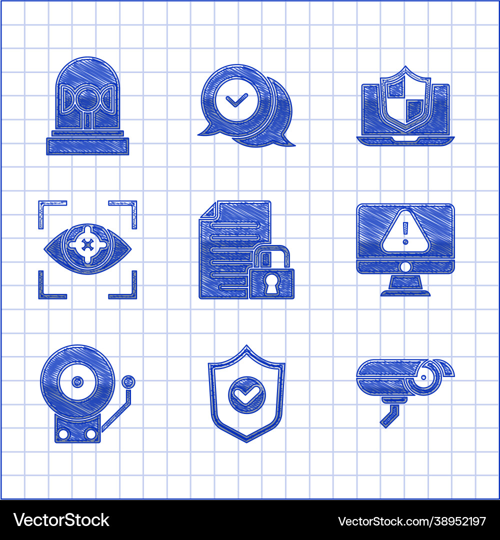 Set document and lock shield with check mark Set document and lock shield with check mark vector image