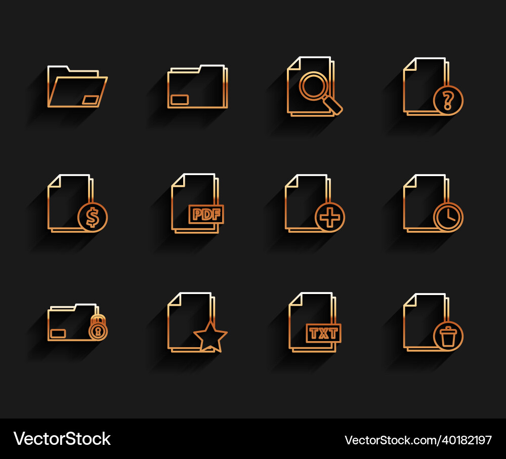 Set line folder and lock document with star Set line folder and lock document with star vector image