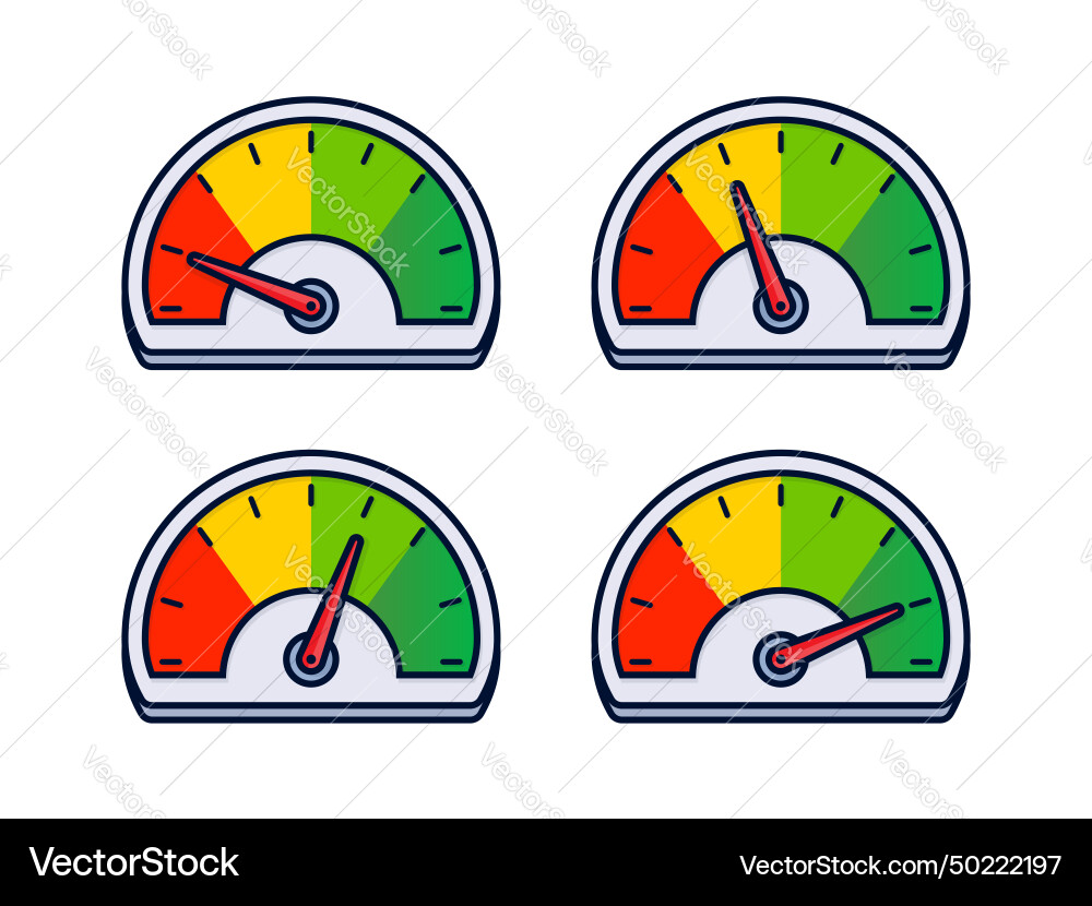Speedometer set gauge meter speed dial indicator Speedometer set gauge meter speed dial indicator vector image