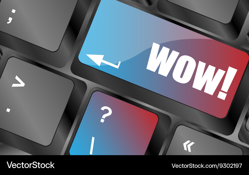 Wow button on computer keyboard key vector image