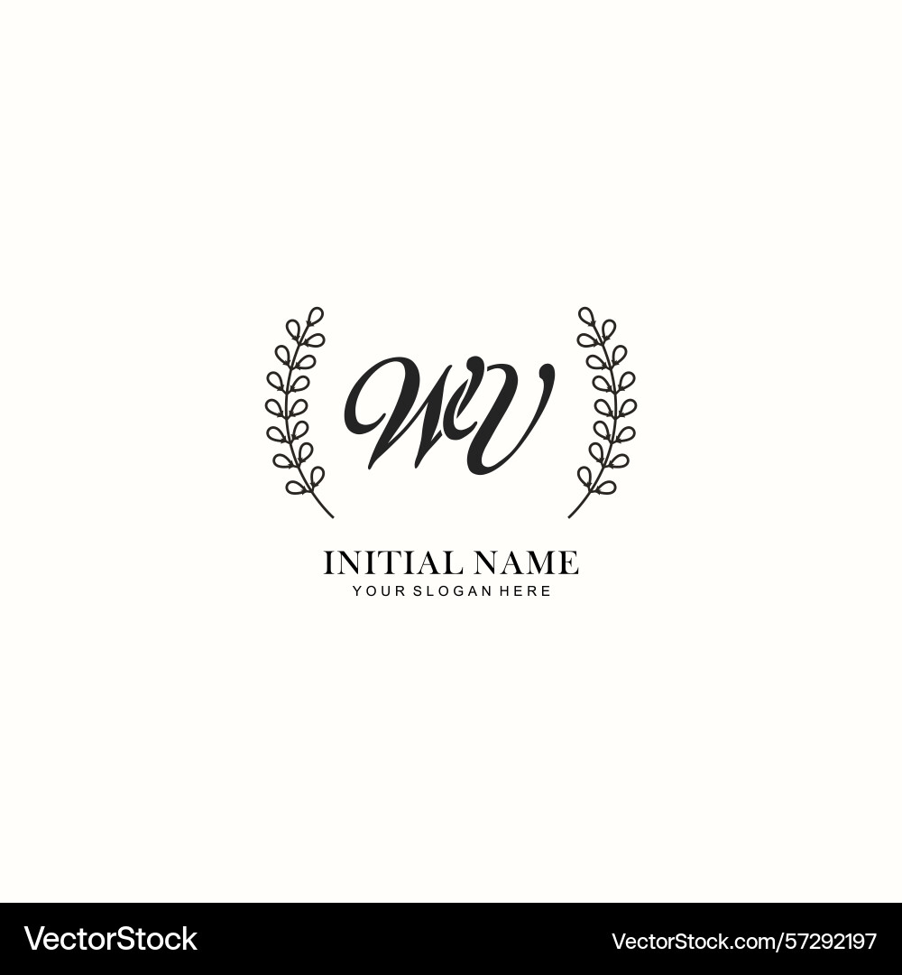 Wv initial logo templates with botanical elements Wv initial logo templates with botanical elements Vector Image