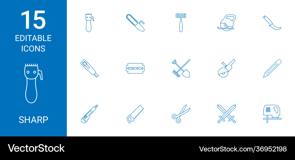 15 sharp icons vector image