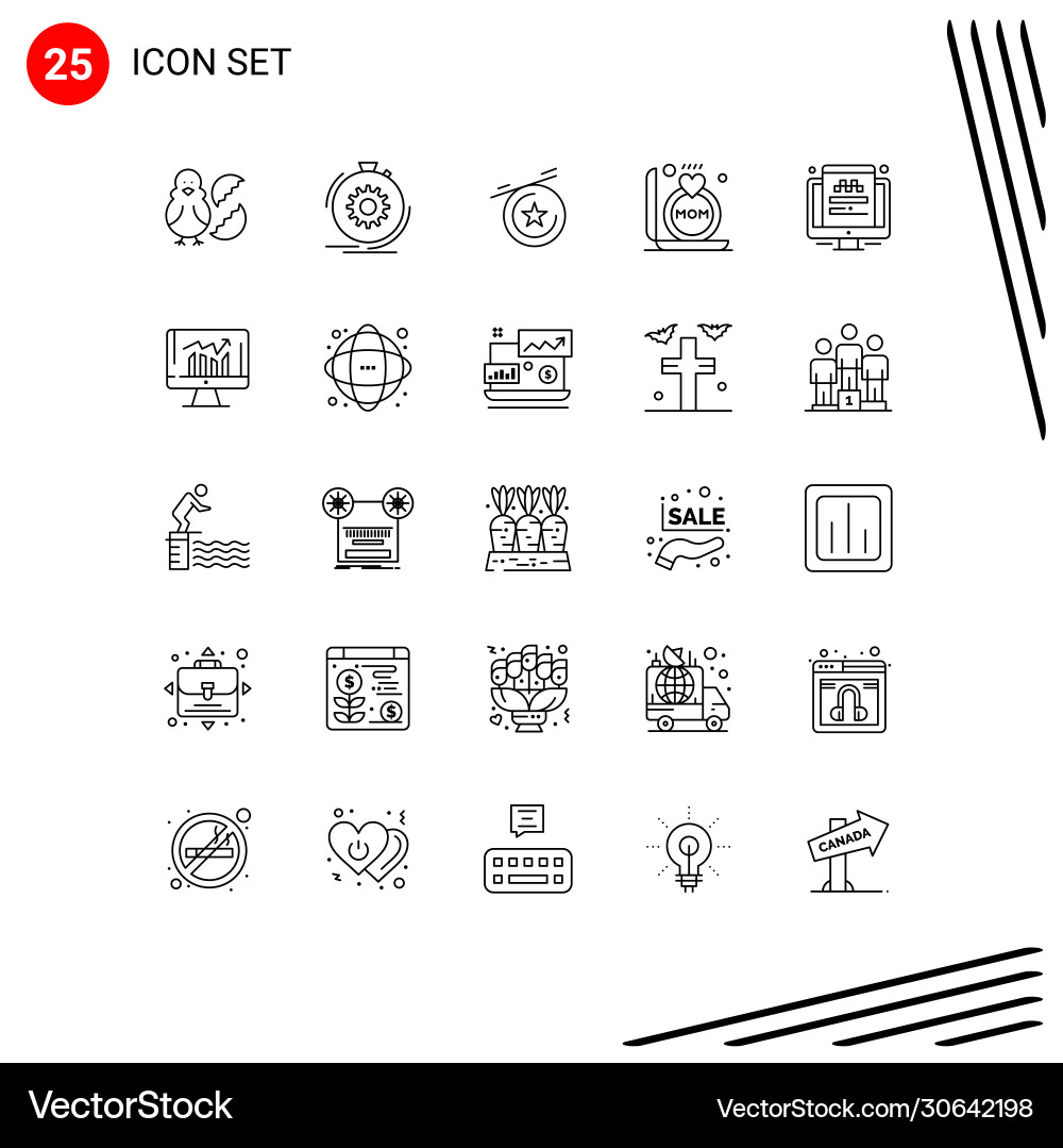 25 universal lines set for web and mobile vector image