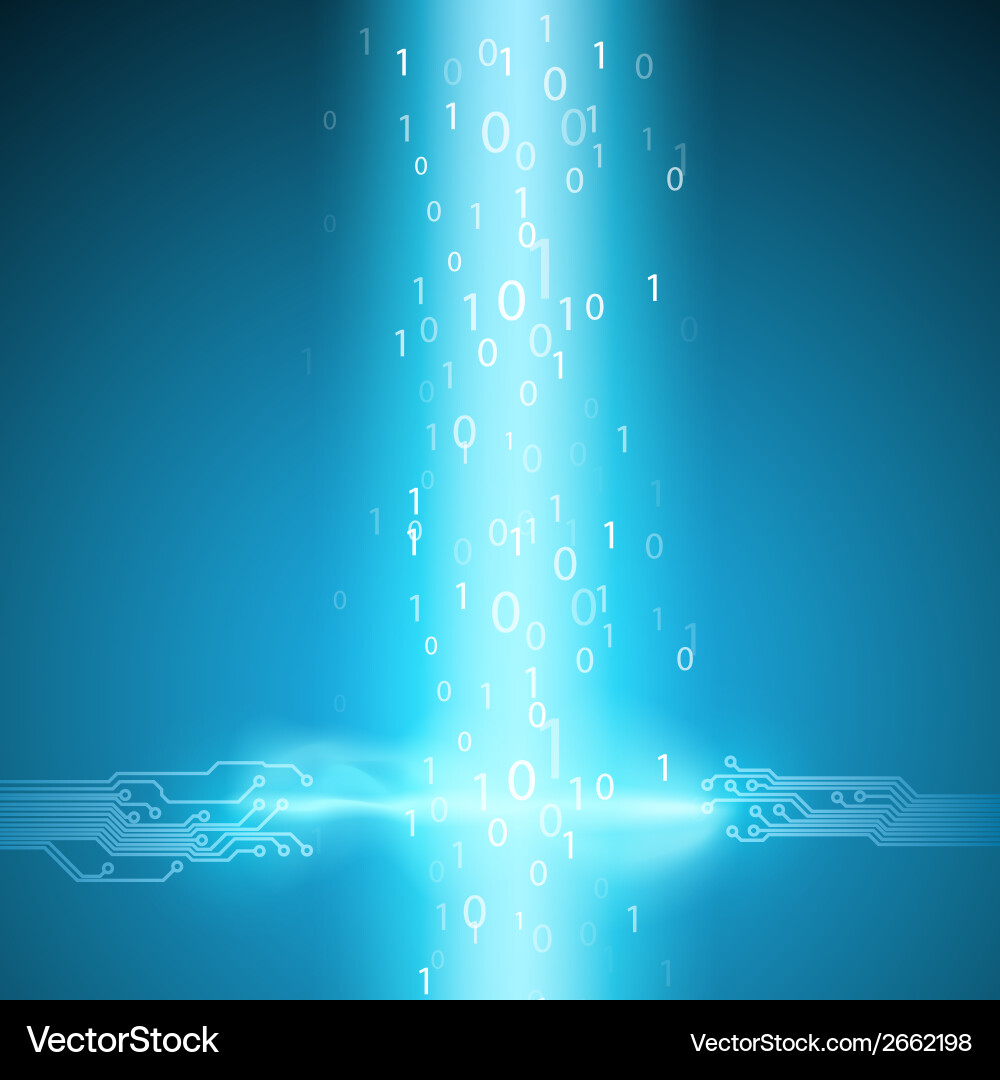 Binary Code Stream with Circuit Board vector image