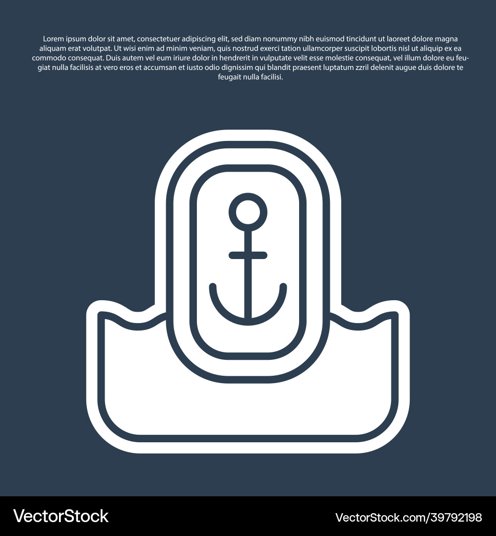 Blue line map pointer with anchor icon isolated Vector Image