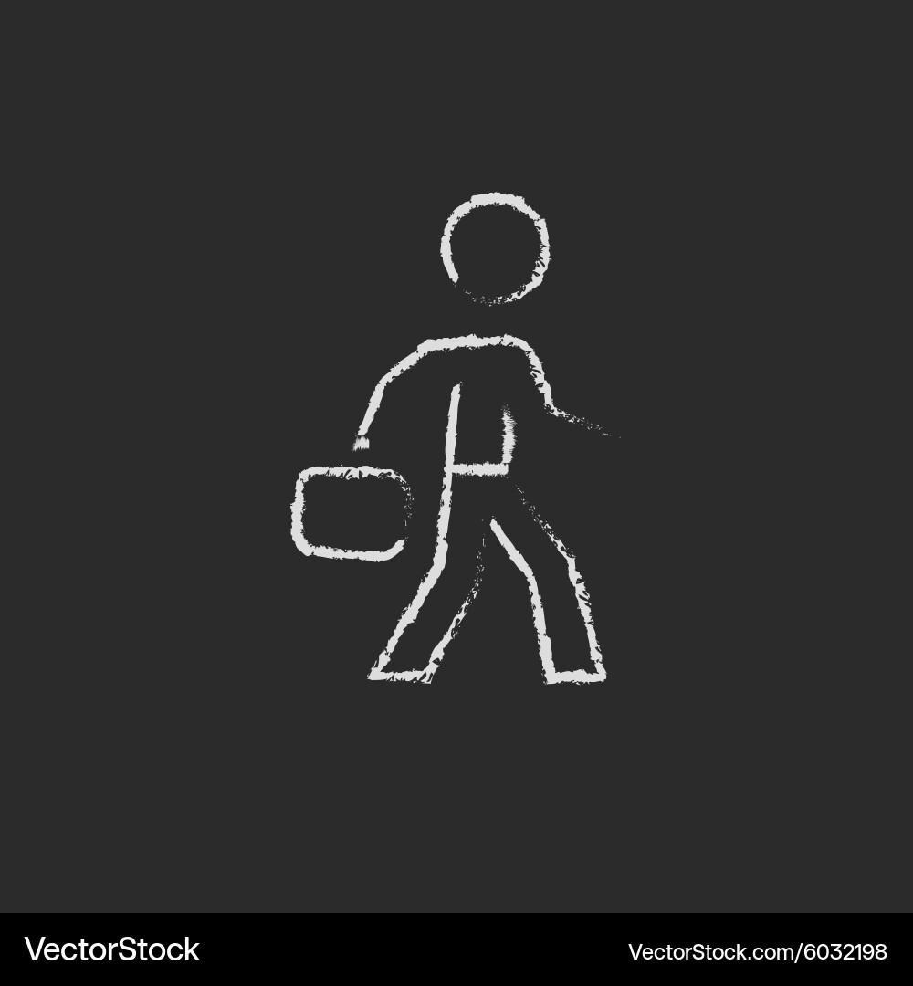 Businessman walking with briefcase icon drawn Vector Image