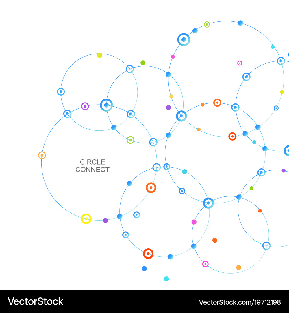 Connect circle and point with intersections vector image