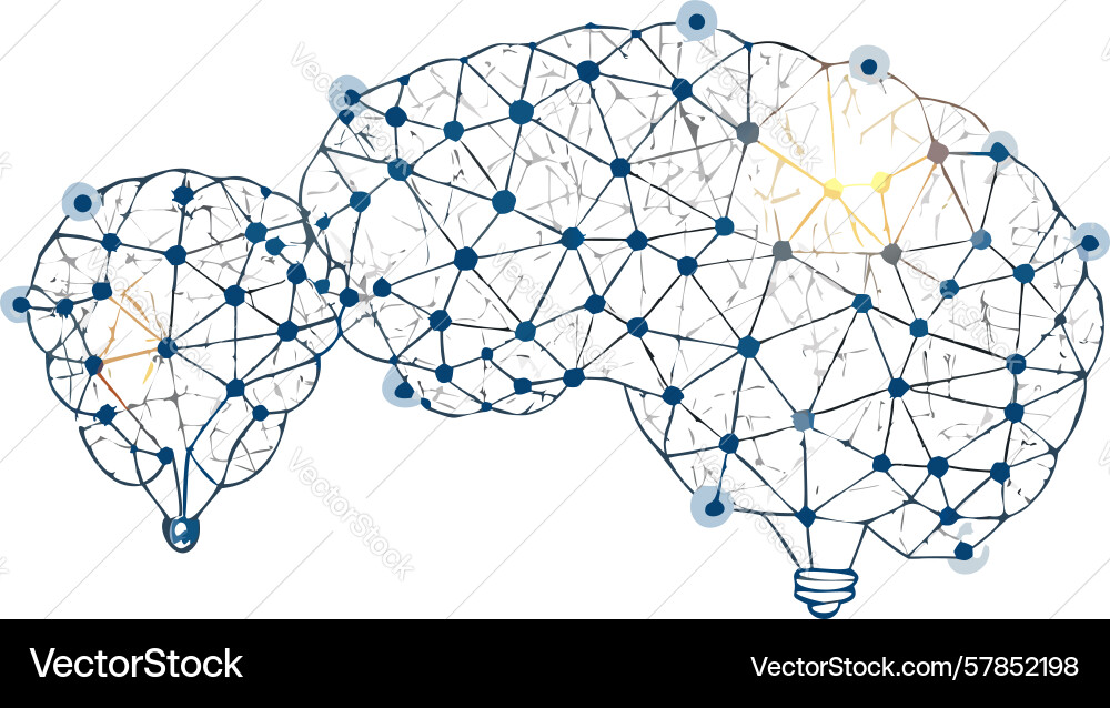 Digital brain network visualization design vector image