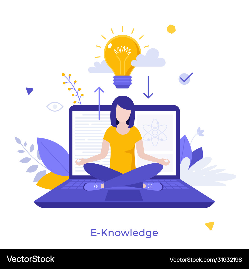 E-Wissen und Meditation Vektorbild