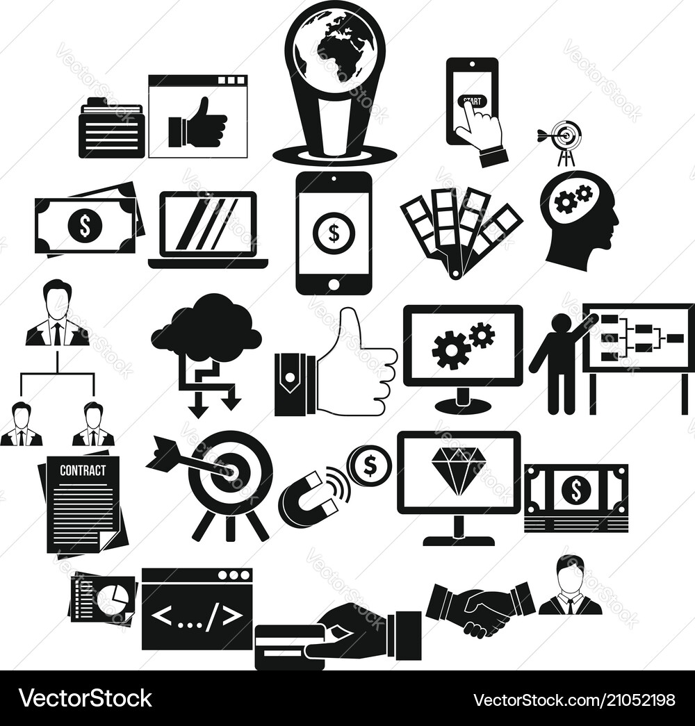 Fee for the project icons set simple style Vector Image