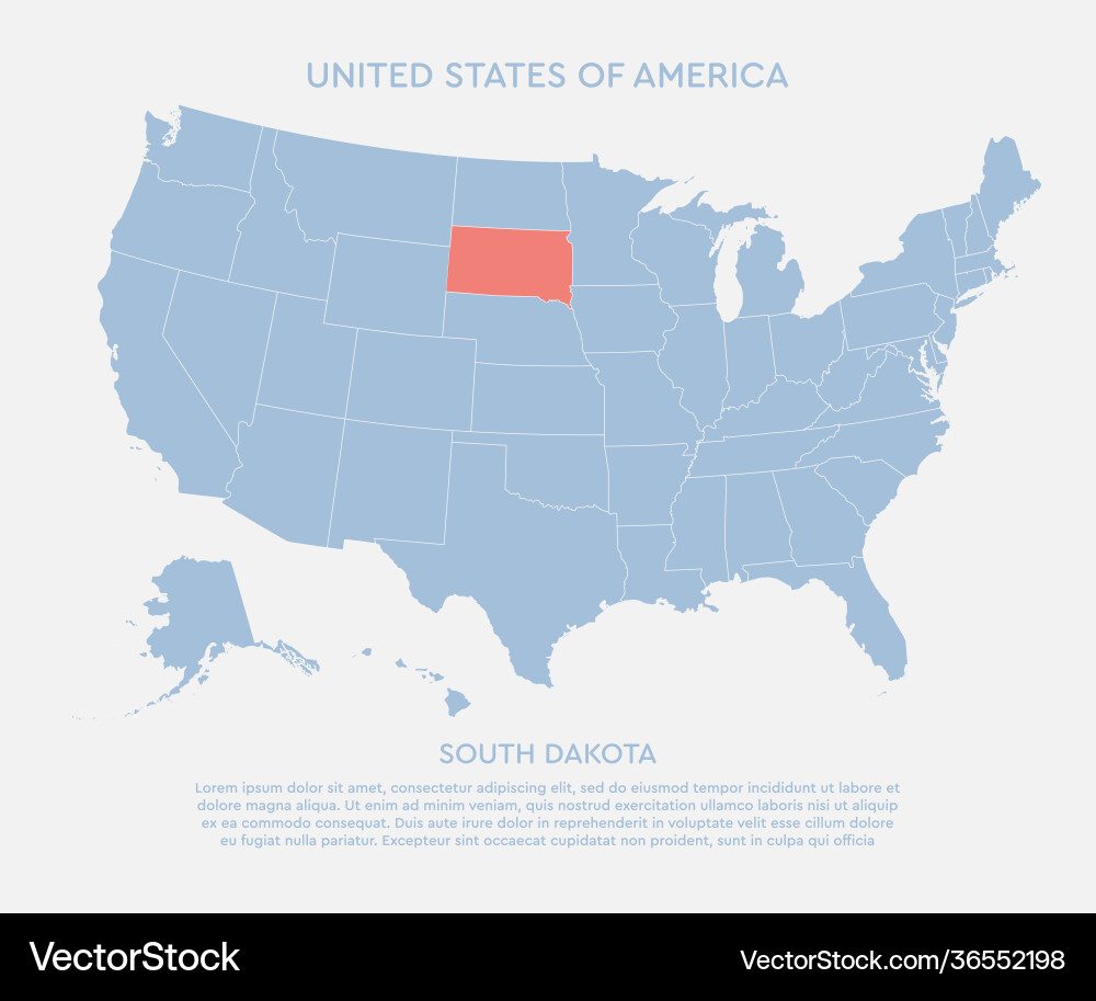 Map united states america and south dakota Map united states america and south dakota vector image
