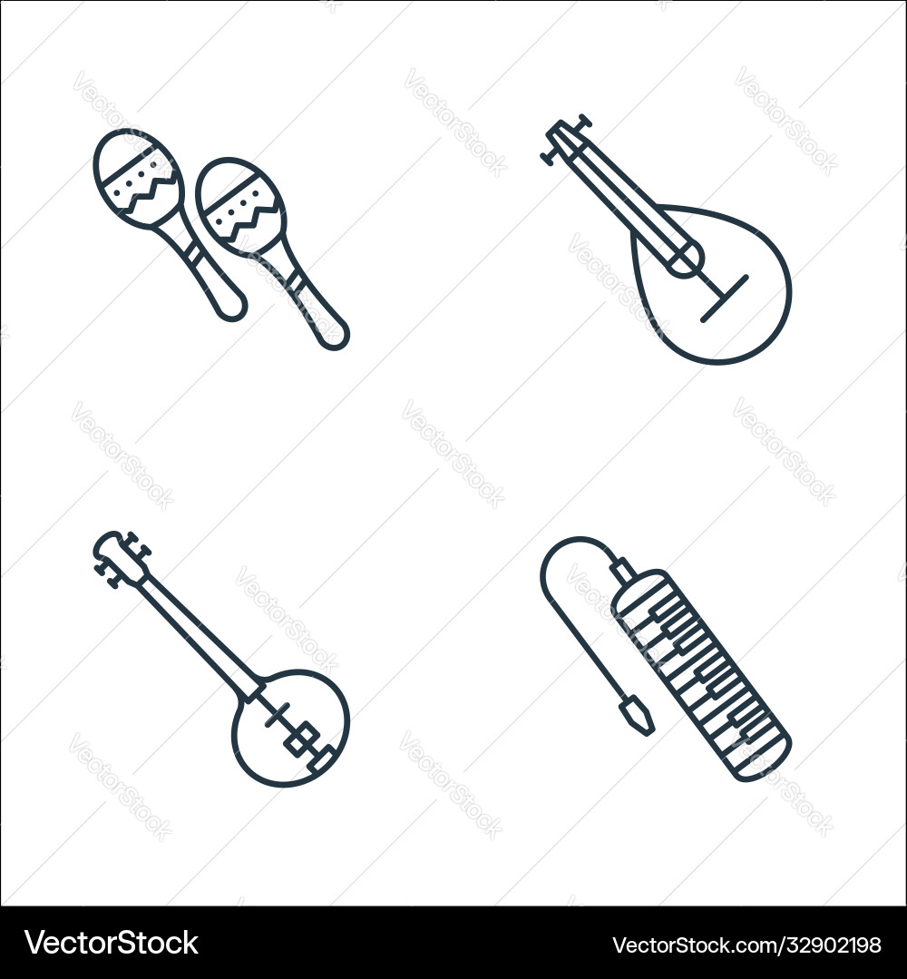 Music instruments line icons linear set quality Music instruments line icons linear set quality vector image