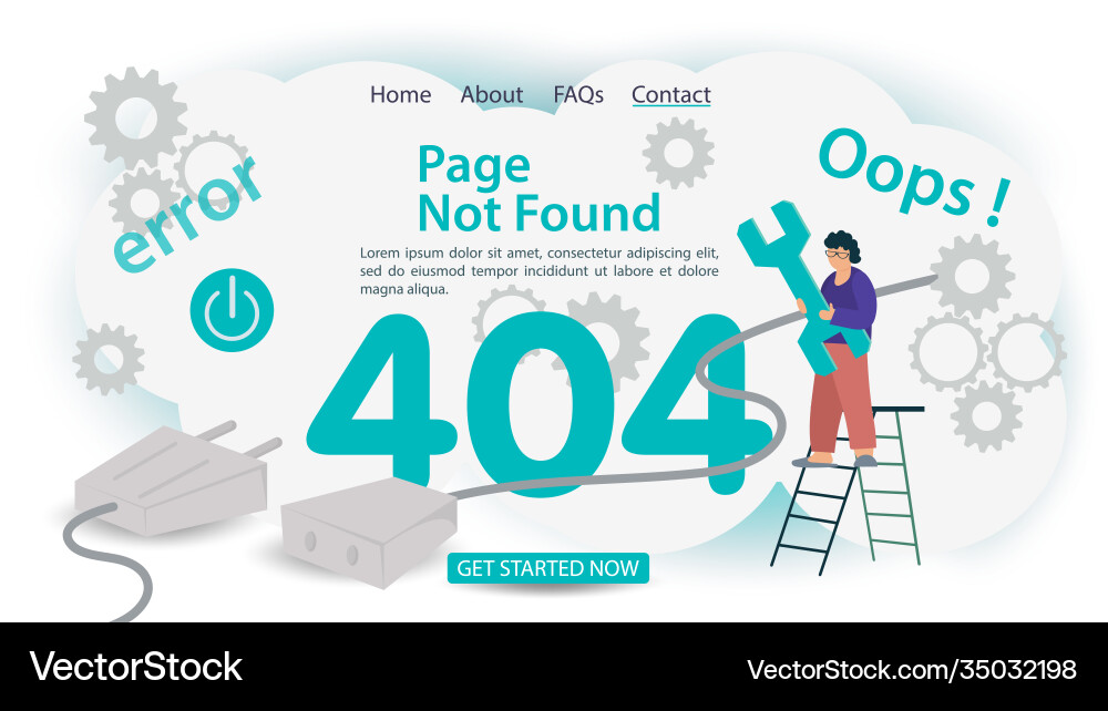 Oops 404 error page not found banner internet vector image