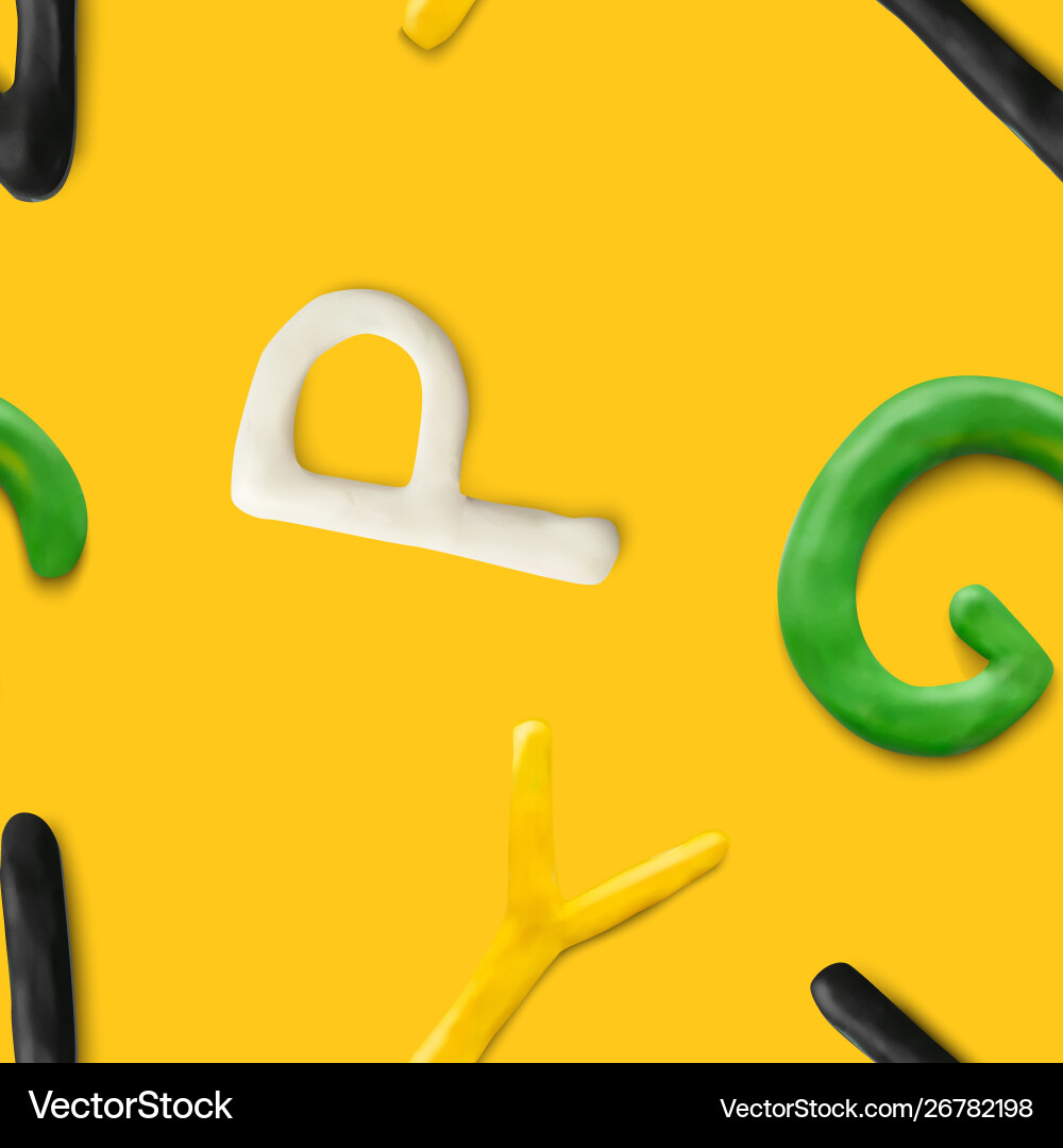Seamless pattern with alphabet handmade modeling Vector Image