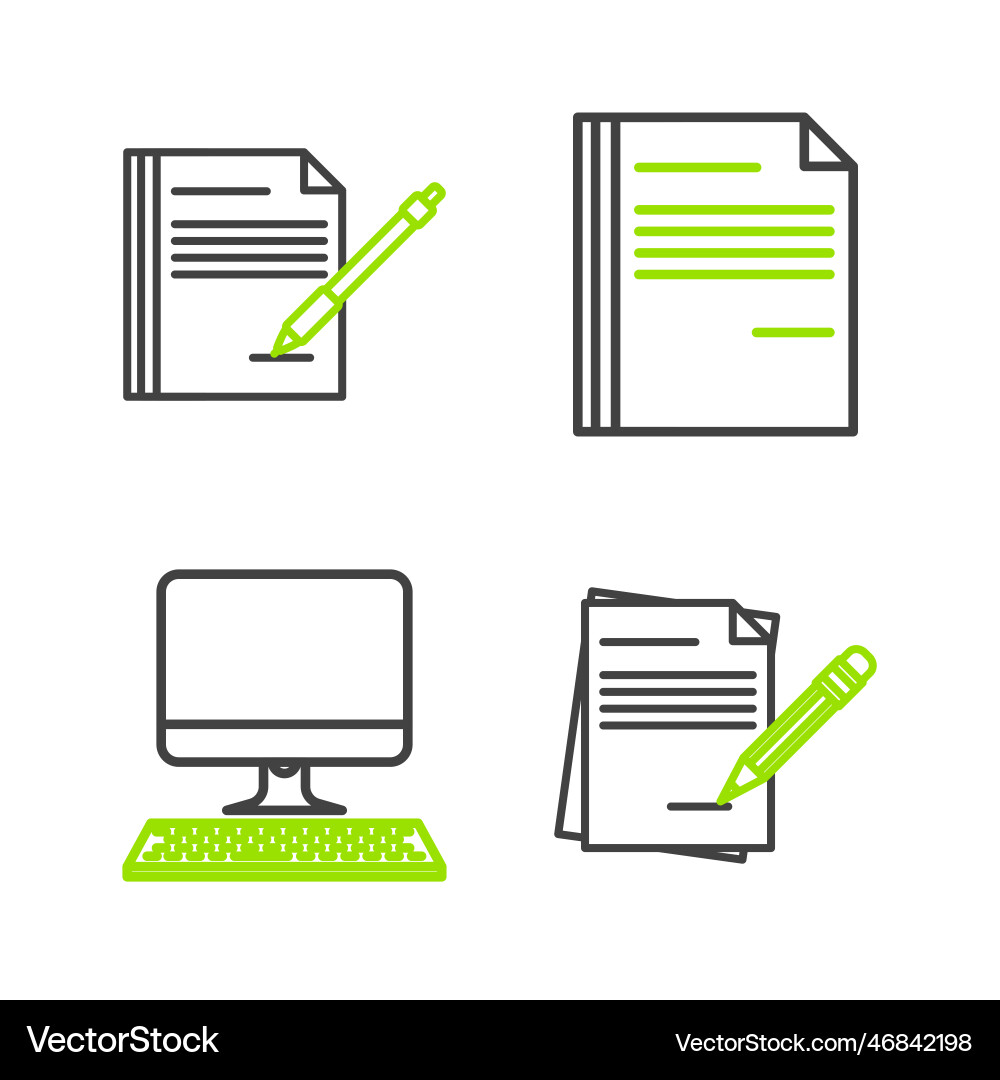 Set line blank notebook and pencil with eraser Set line blank notebook and pencil with eraser Vector Image
