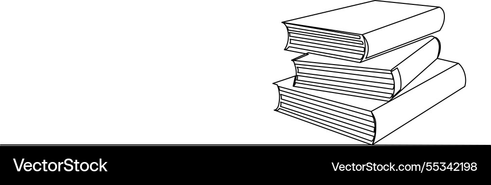 Stack of books continuous line drawing isolated Vector Image