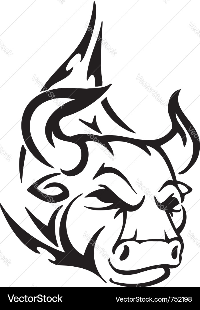 Tribal Bull Head - Fierce Power Vector Image