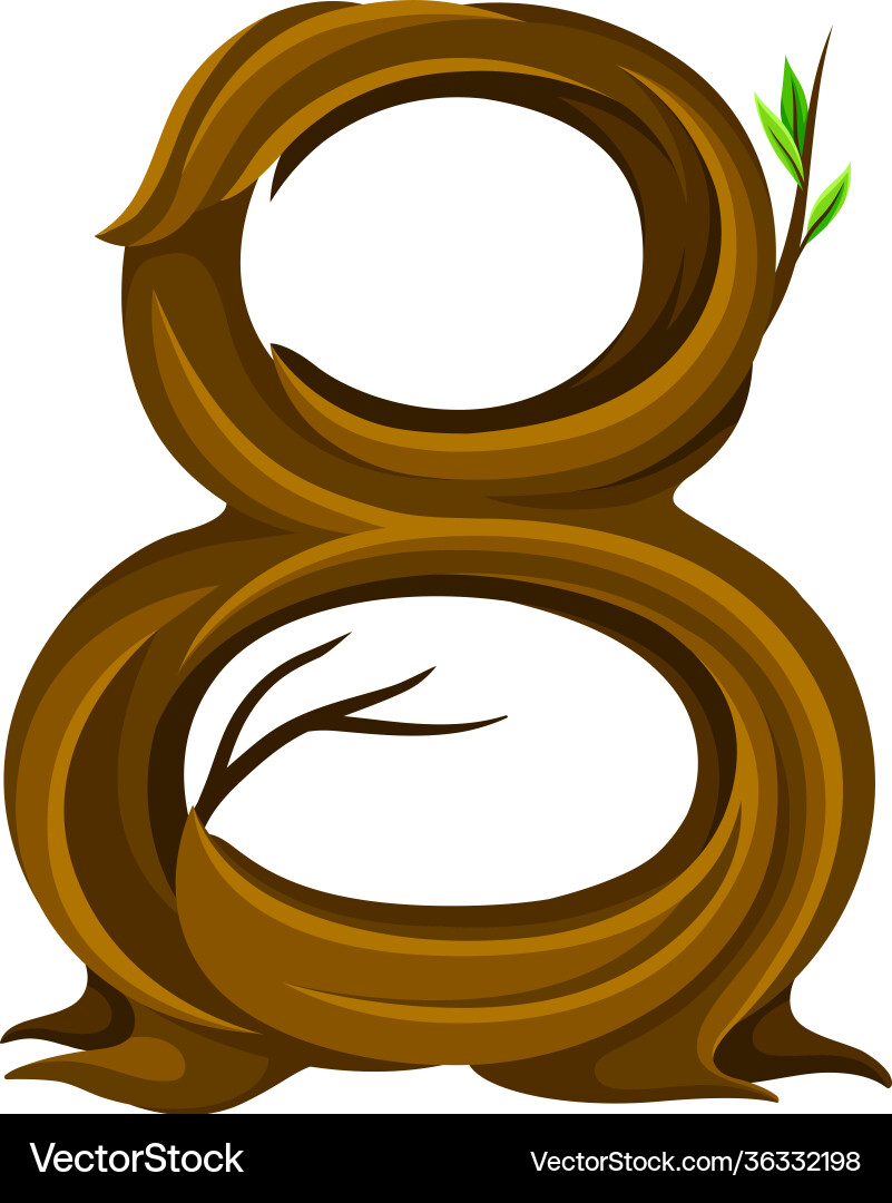 Woody number eight arranged from branching tree Woody number eight arranged from branching tree vector image