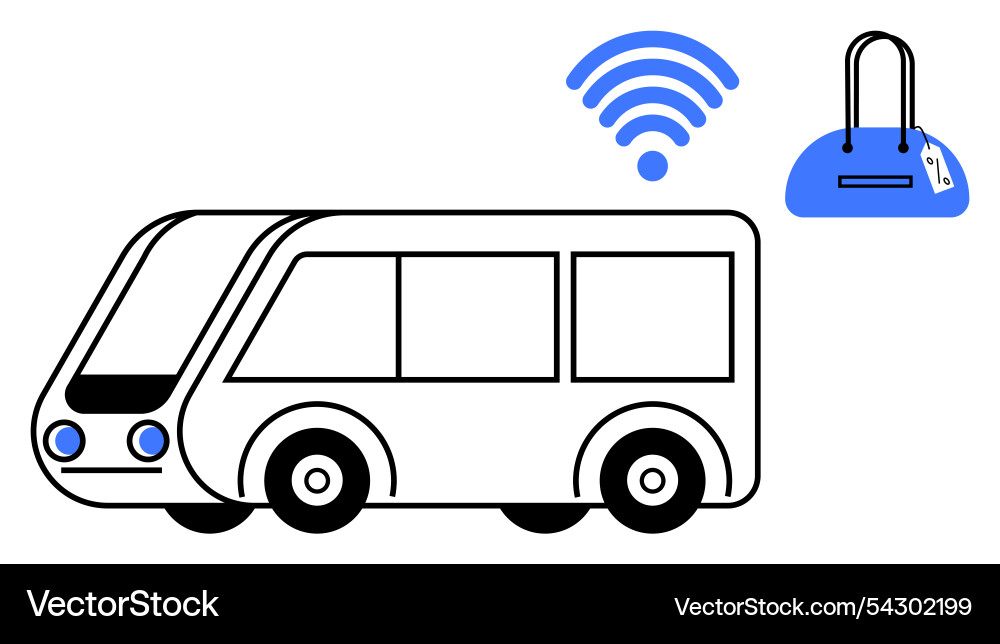 Autonomous bus with wireless connectivity Autonomous bus with wireless connectivity vector image