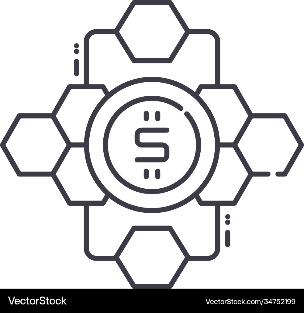Blockchain icon linear isolated Blockchain icon linear isolated vector image
