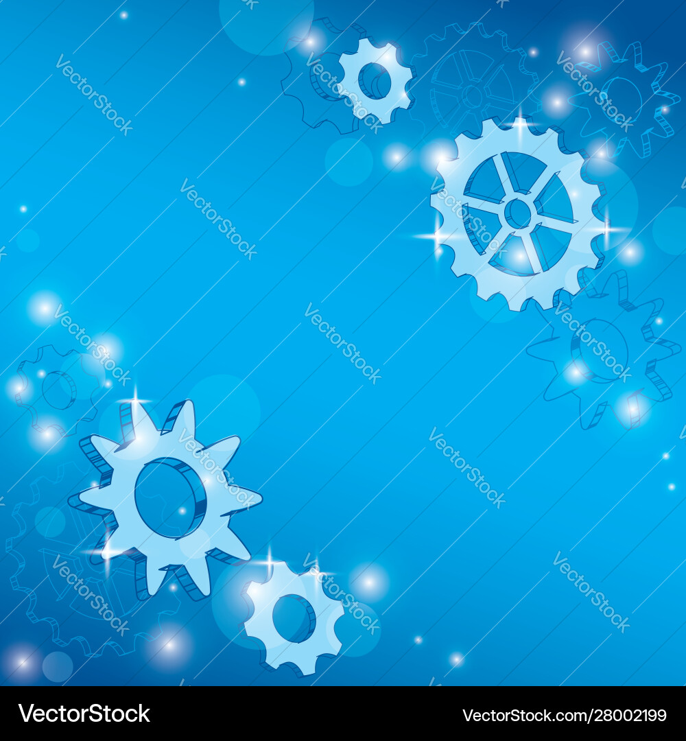 Blue abstract background with gears and bokeh Blue abstract background with gears and bokeh vector image