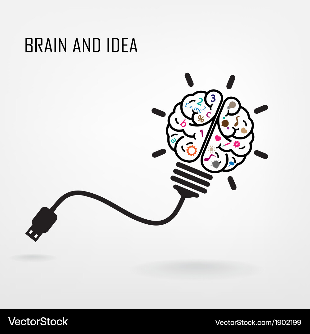 Brain Idea Concept - Innovation & Thinking Vector Image