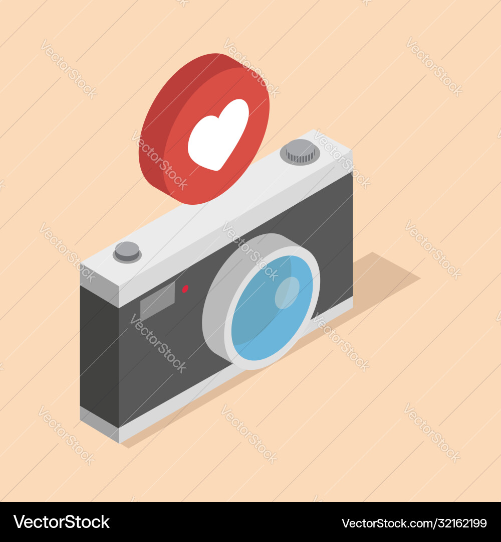 Camera isometric 3d style with notifications Camera isometric 3d style with notifications Vector Image