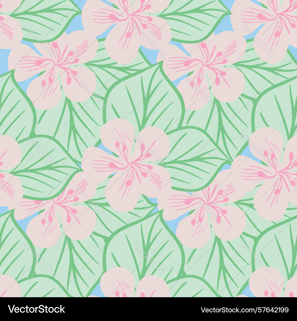 Cherry blossom seamless patterns in soft Vector Image