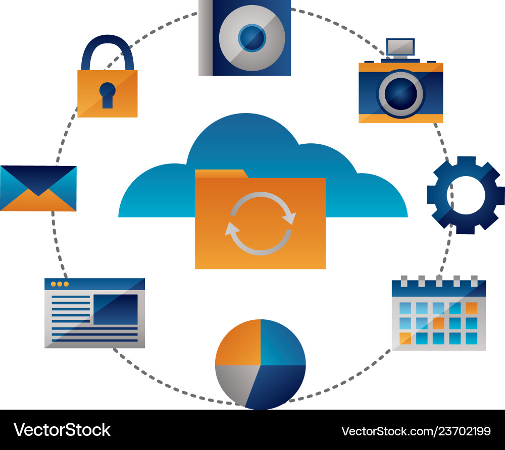Cloud computing folder reload items Cloud computing folder reload items vector image